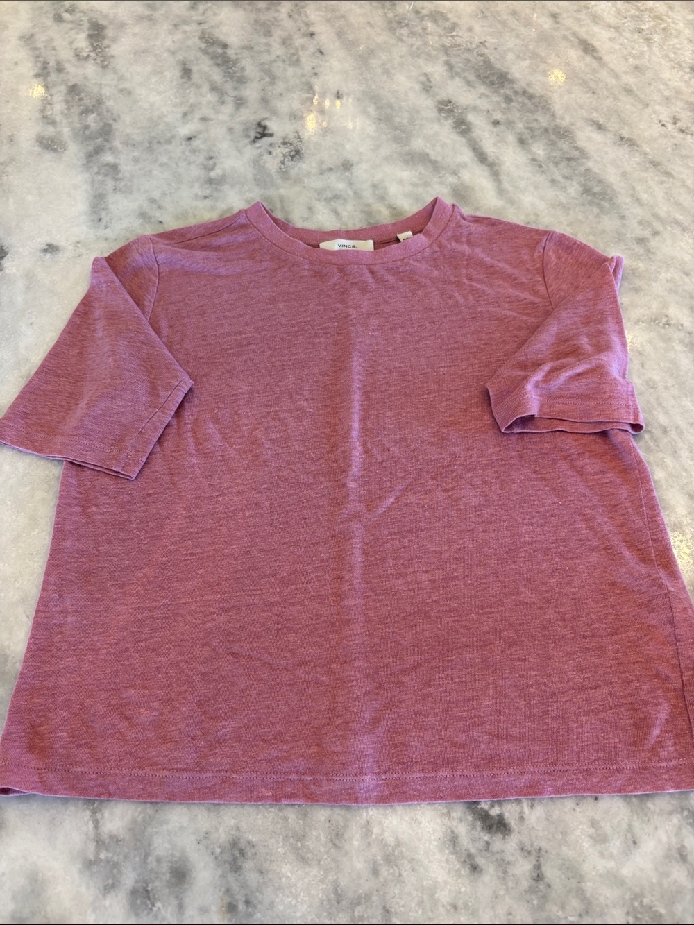 Vince Heathered Plum Short Sleeve Crew Tee